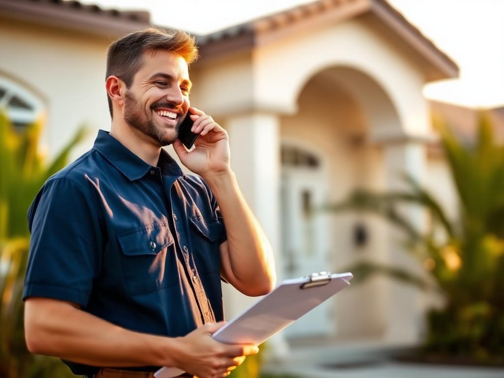 Friendly technician taking a quote call