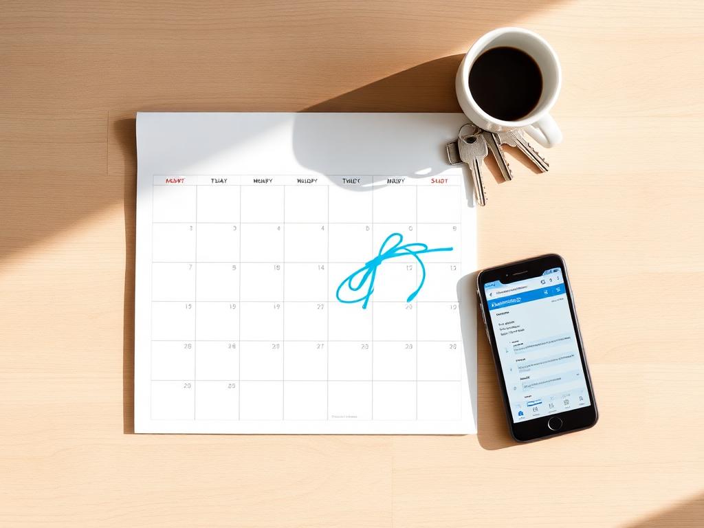 Calendar with scheduled service date